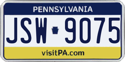 PA license plate JSW9075