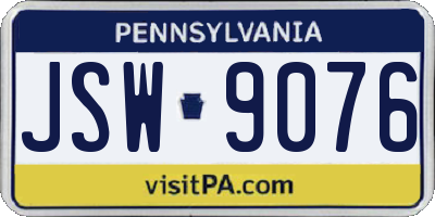 PA license plate JSW9076