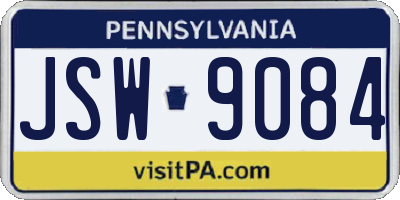PA license plate JSW9084