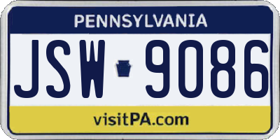 PA license plate JSW9086