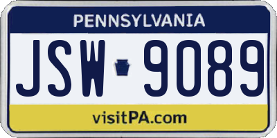 PA license plate JSW9089