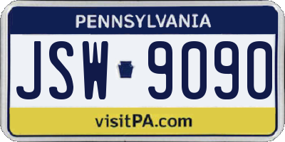 PA license plate JSW9090