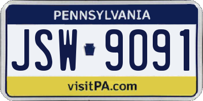 PA license plate JSW9091