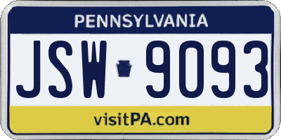 PA license plate JSW9093