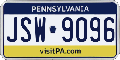 PA license plate JSW9096