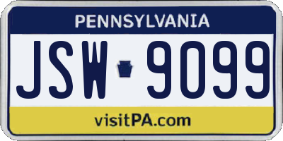 PA license plate JSW9099