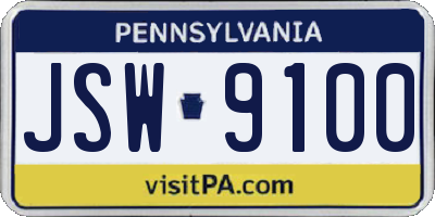 PA license plate JSW9100