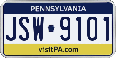 PA license plate JSW9101