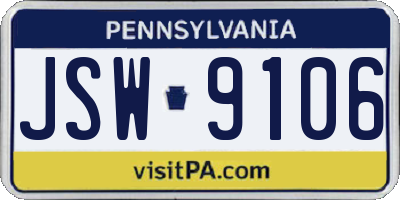 PA license plate JSW9106