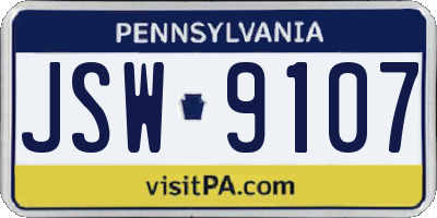 PA license plate JSW9107