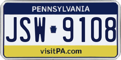 PA license plate JSW9108
