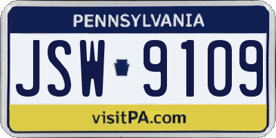 PA license plate JSW9109