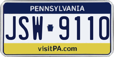 PA license plate JSW9110