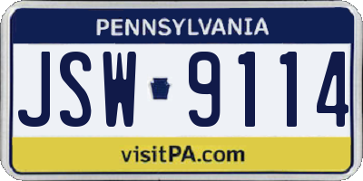 PA license plate JSW9114