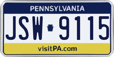 PA license plate JSW9115