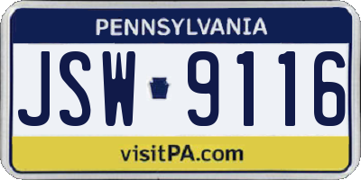 PA license plate JSW9116