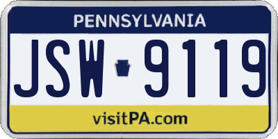 PA license plate JSW9119
