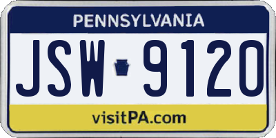 PA license plate JSW9120