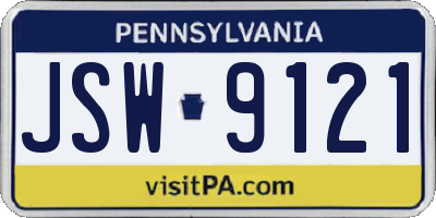 PA license plate JSW9121