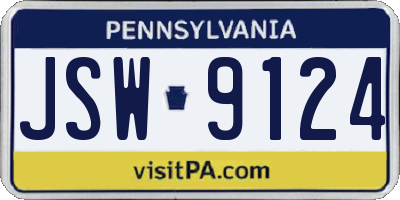 PA license plate JSW9124