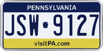 PA license plate JSW9127