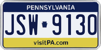 PA license plate JSW9130