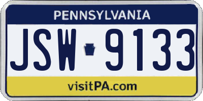 PA license plate JSW9133