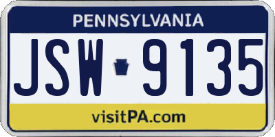 PA license plate JSW9135
