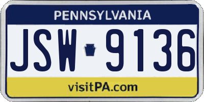 PA license plate JSW9136