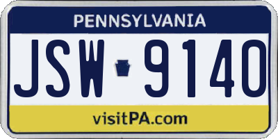 PA license plate JSW9140