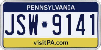 PA license plate JSW9141