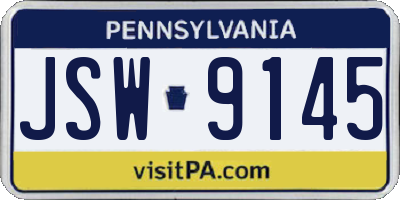 PA license plate JSW9145