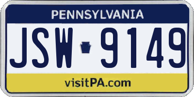 PA license plate JSW9149