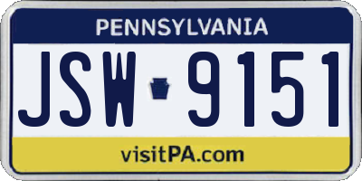 PA license plate JSW9151