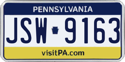 PA license plate JSW9163