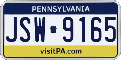 PA license plate JSW9165