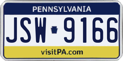 PA license plate JSW9166