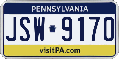 PA license plate JSW9170