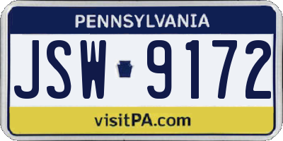 PA license plate JSW9172