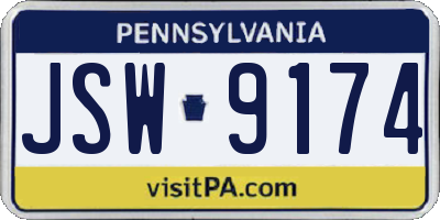 PA license plate JSW9174