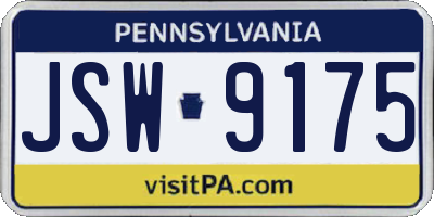 PA license plate JSW9175