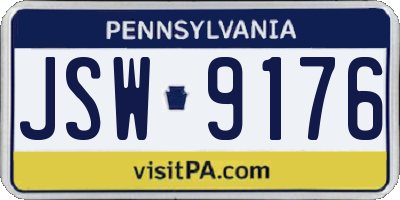 PA license plate JSW9176
