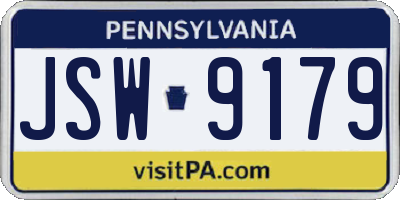 PA license plate JSW9179