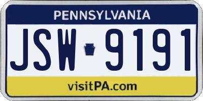 PA license plate JSW9191