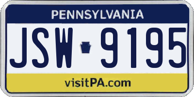 PA license plate JSW9195
