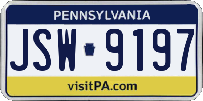 PA license plate JSW9197