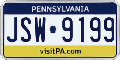 PA license plate JSW9199
