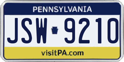 PA license plate JSW9210