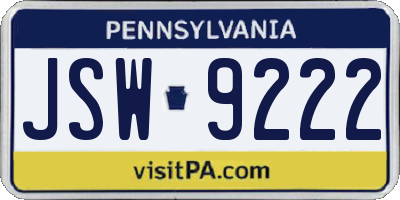 PA license plate JSW9222
