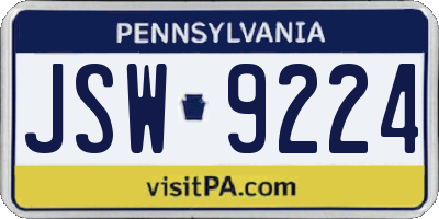 PA license plate JSW9224
